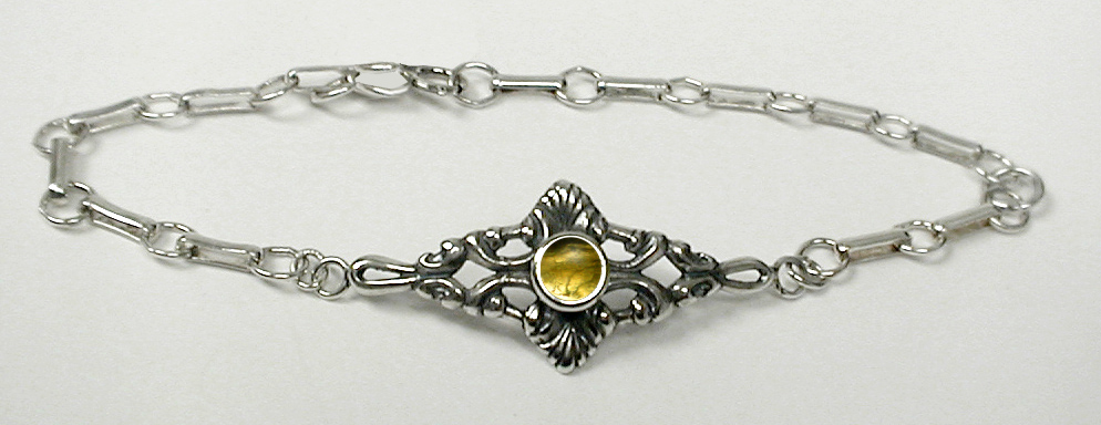 Sterling Silver Victorian Chain Bracelet with Citrine